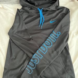 Nike Womens Dri-Fit Cowl Hoodie Black Blue Size Small